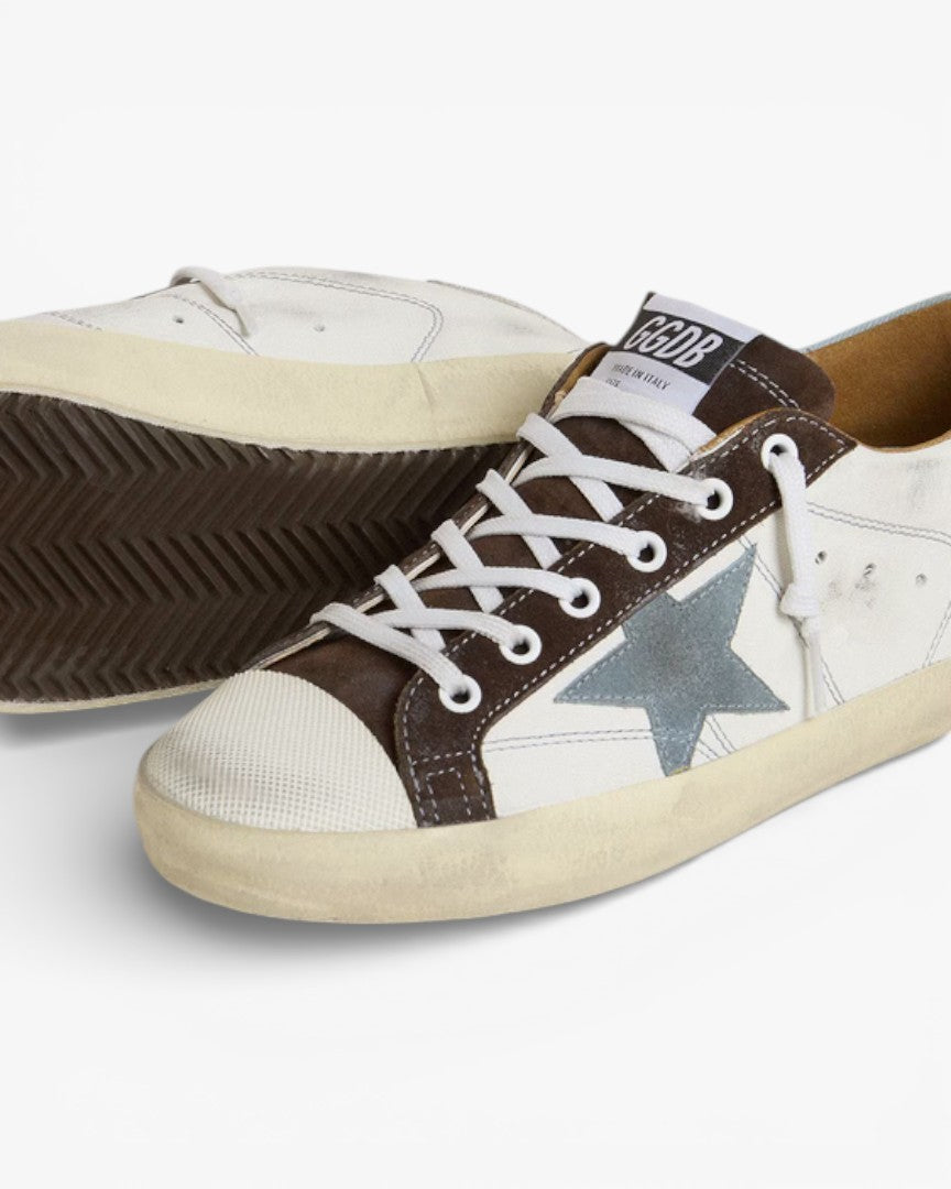 Golden Goose Women’s Super-Star LTD Light Blue Suede Star Canvas Heel Tab