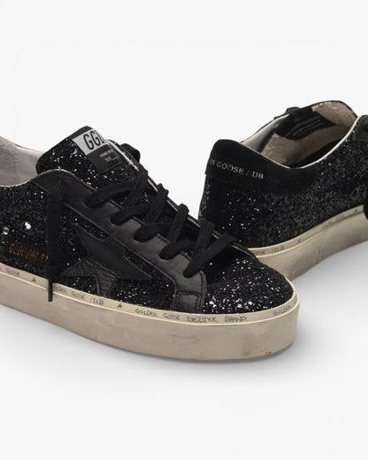 Golden Goose Hi-Star Sneakers Black Glitter Upper