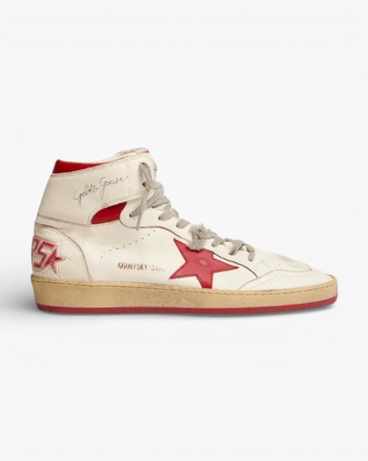 Golden Goose Sky Star Sneakers With Red Leather Inserts
