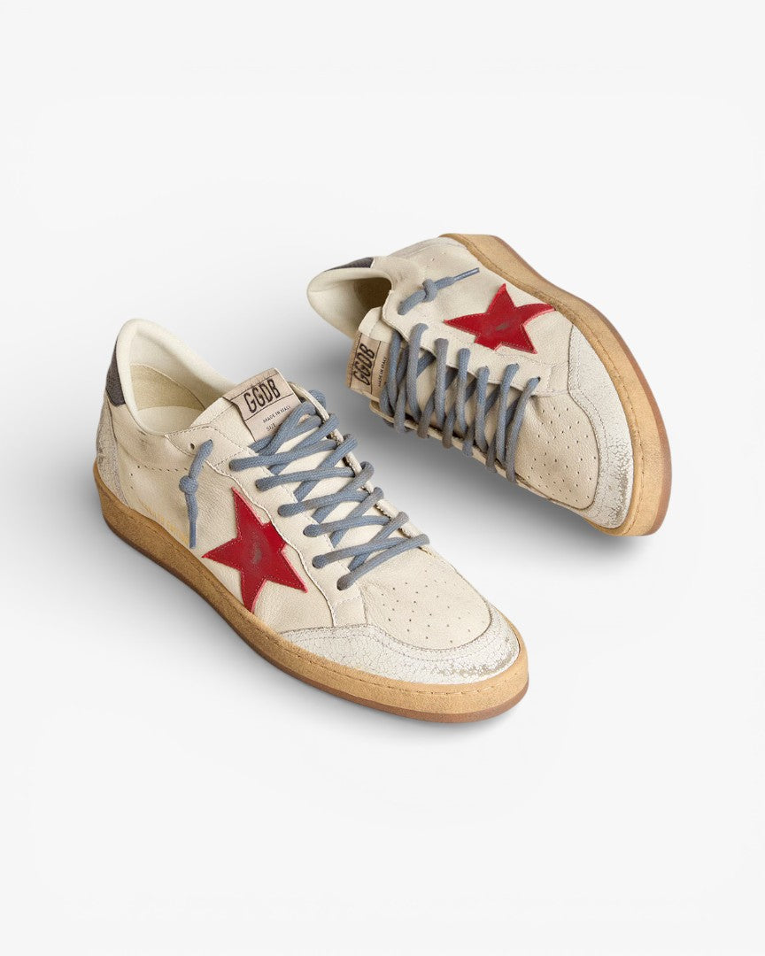 Golden Goose Ball Star White Leather Red Star Sneakers