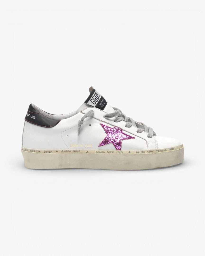 Golden Goose Hi-Star Sneakers Pink Glitter Star Black Heel Tab
