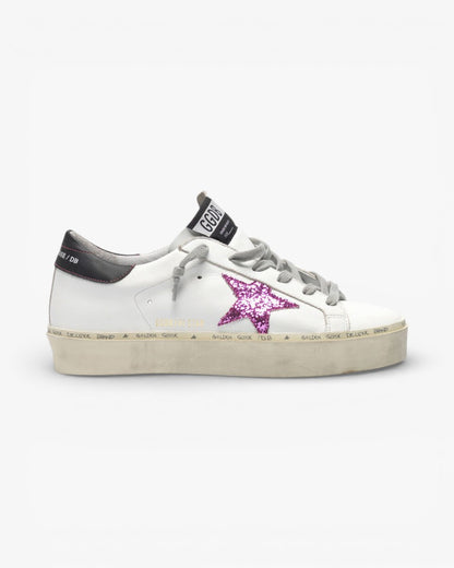 Golden Goose Hi-Star Sneakers Pink Glitter Star Black Heel Tab