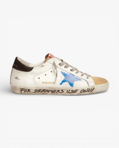 Golden Goose Super-Star Sneakers with Printed Blue Star