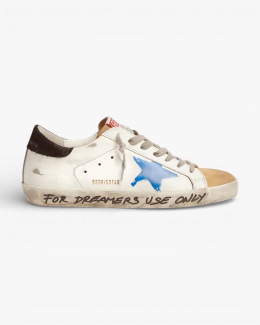 Golden Goose Super-Star Sneakers with Printed Blue Star