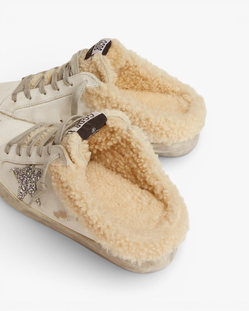 Golden Goose Women’s Super-Star Sabot White Leather Shearling Lining