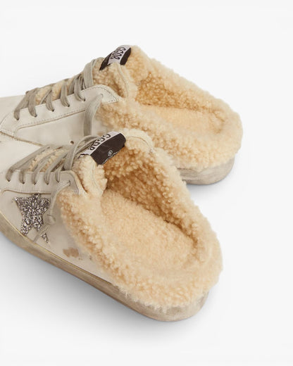 Golden Goose Women’s Super-Star Sabot White Leather Shearling Lining