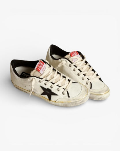 Golden Goose Super‑Star LTD Sneakers Beige Canvas Black Star
