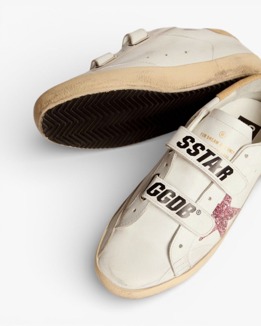 Golden Goose Old School Sneakers Pink Glitter Star Sand Suede Heel Tab