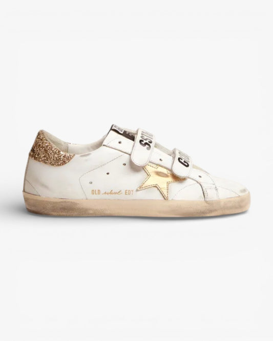 Golden Goose Old School Sneakers with Gold Star and Glitter Heel Tab