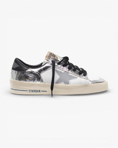 Golden Goose Silver Floral Stardan Sneakers