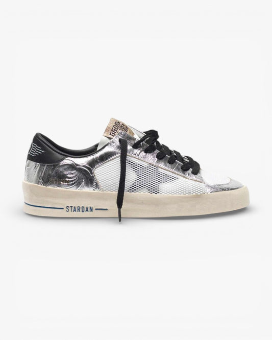 Golden Goose Silver Floral Stardan Sneakers
