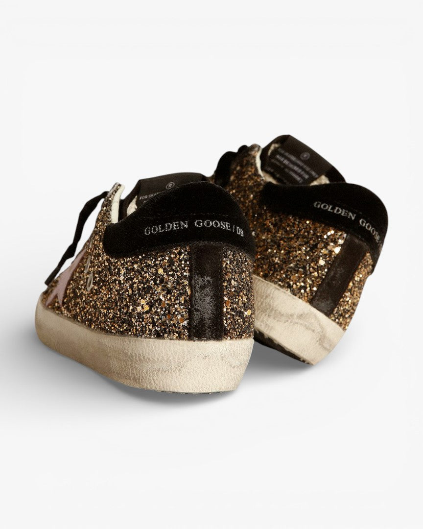 Golden Goose Super‑Star Sneakers Glitter Red Leather Star