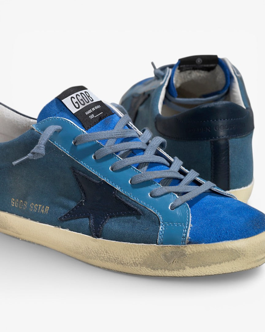 Golden Goose Super Star Canvas Sneakers Leather Star Nuance Blue