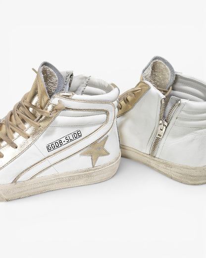 Golden Goose SLIDE Sneakers Leather White Gold Star
