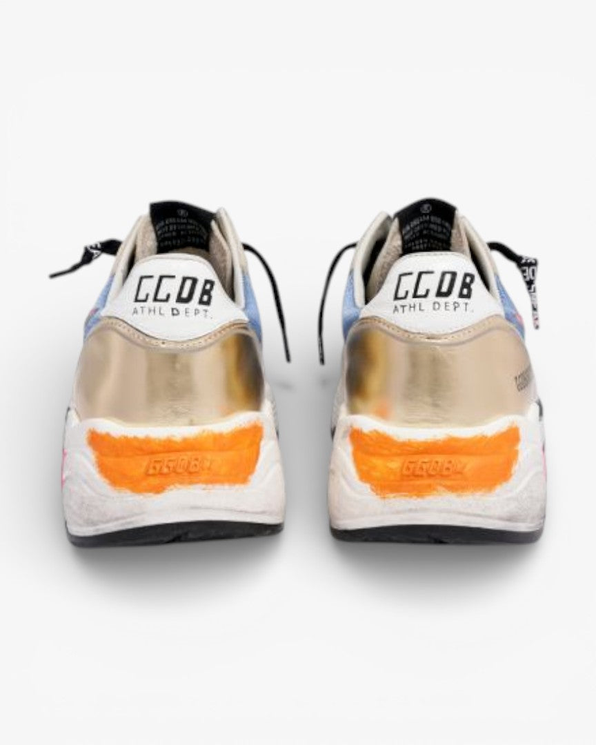 Golden Goose Running Sole Sneakers Suede Gold Detail