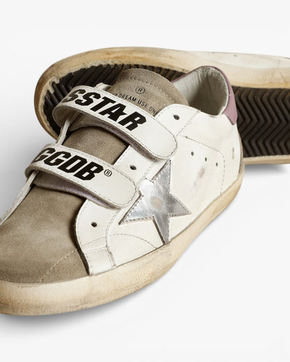 Golden Goose Old School Sneakers Silver Laminated Star Dove Gray Suede