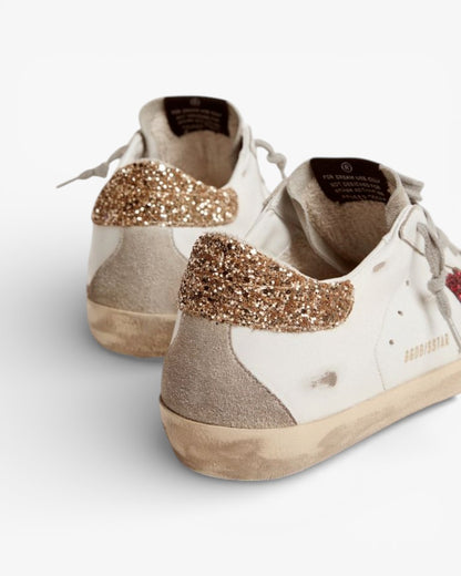 Golden Goose Super-Star Sneakers with Colored Glitter Star