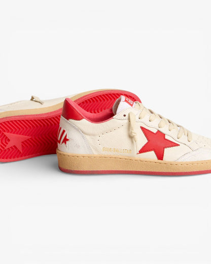 Golden Goose Ball Star Cream Leather Red Star Sneakers