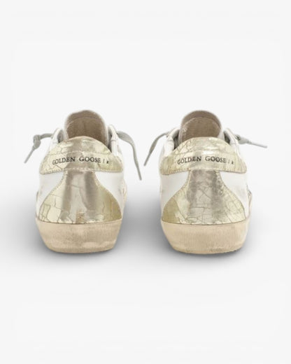 Golden Goose Super-Star Sneakers with Silver Glitter Star