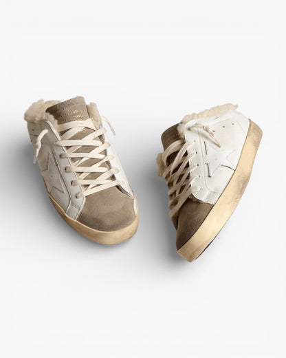 Golden Goose Super-Star Sabots White Leather Star Shearling Lining