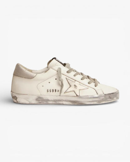 Golden Goose Super‑Star Sneakers Silver Sparkle Foxing Metal Stud Lettering