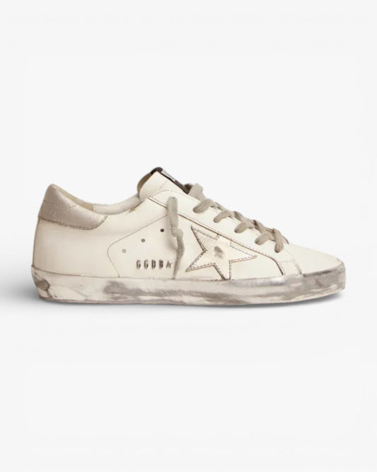 Golden Goose Super‑Star Sneakers Silver Sparkle Foxing Metal Stud Lettering