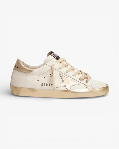 Golden Goose Super-Star Sneakers with Gold Sparkle Foxing