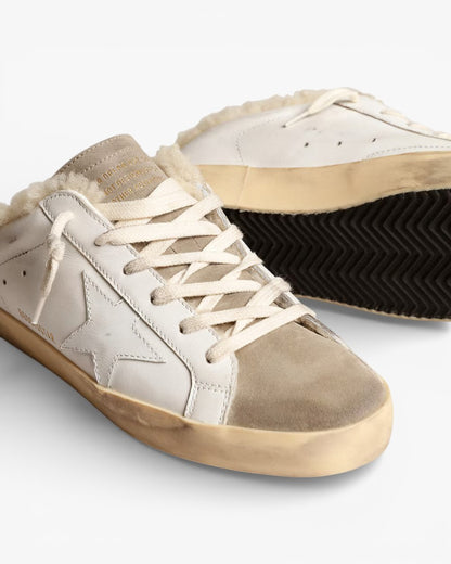 Golden Goose Super-Star Sabots White Leather Star Shearling Lining