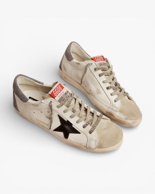 Golden Goose Super-Star LTD Sneakers with Black Star and Gray Heel Tab