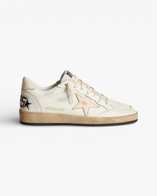 Golden Goose Ball Star White Leather Sneakers Cream Star Cream Tab