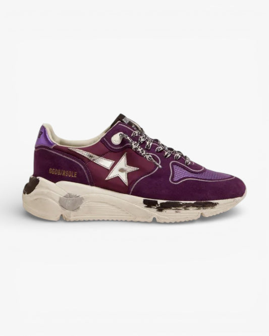Golden Goose Suede Leather Mesh Running Sole Sneakers Metallic Purple Heel Tab