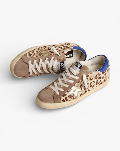 Golden Goose Super-Star LTD Pony Skin Gold Star Suede Heel Tab