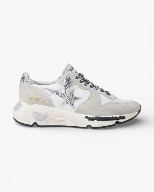 Golden Goose Running Sole Sneakers Nylon Suede Glitter Golden Star