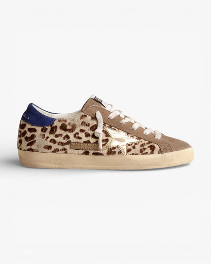 Golden Goose Super-Star LTD Pony Skin Gold Star Suede Heel Tab