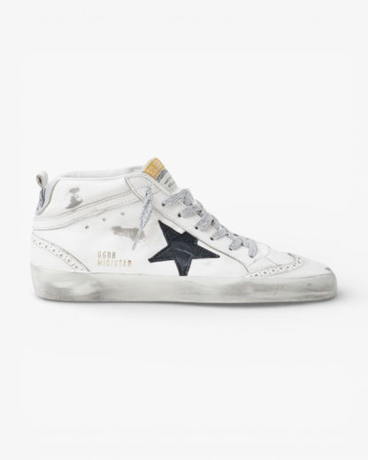 Golden Goose Mid-Star Sneakers Laminated Heel Tab Glittery Laces