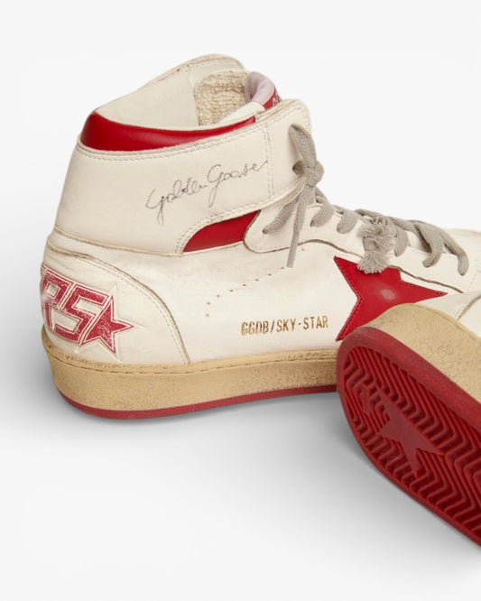 Golden Goose Sky Star Sneakers With Red Leather Inserts