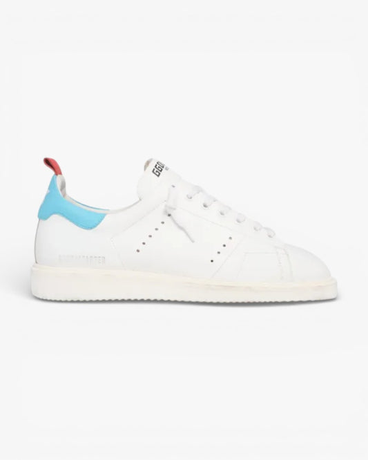 Golden Goose White Stardan LTD Sneakers with Light Blue Heel Tab