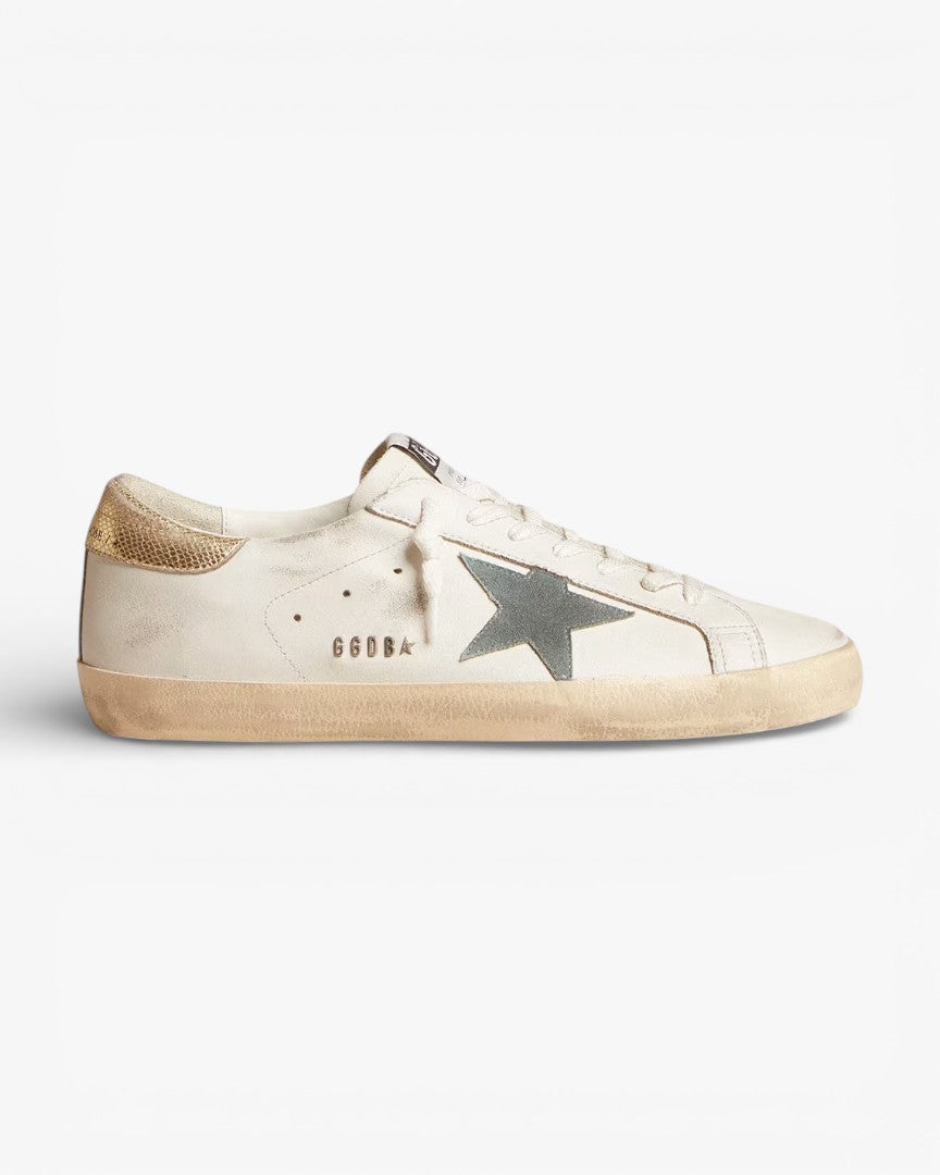 Golden Goose Super-Star Suede Star Platinum Snake-Print Leather Heel Tab