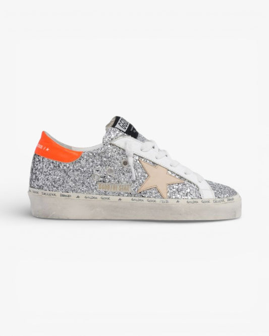 Golden Goose Hi-Star Sneakers Glitter Orange Heel Tab