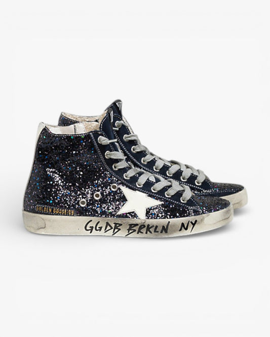 Golden Goose FRANCY Sneakers Fabric Embroidered Glitter Leather Star Space Glitter