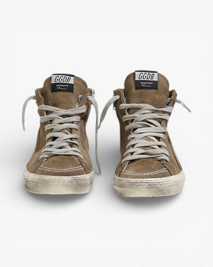 Golden Goose Slide Sneakers Camoscio Suede Green Leather Bluett Star