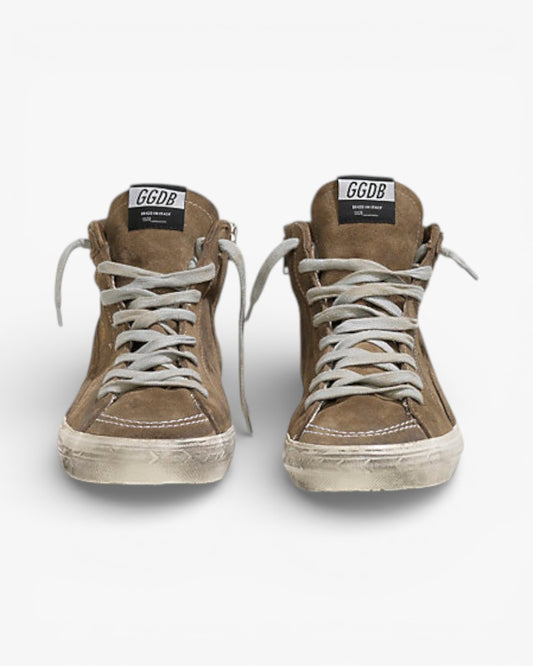 Golden Goose Slide Sneakers Camoscio Suede Green Leather Bluett Star