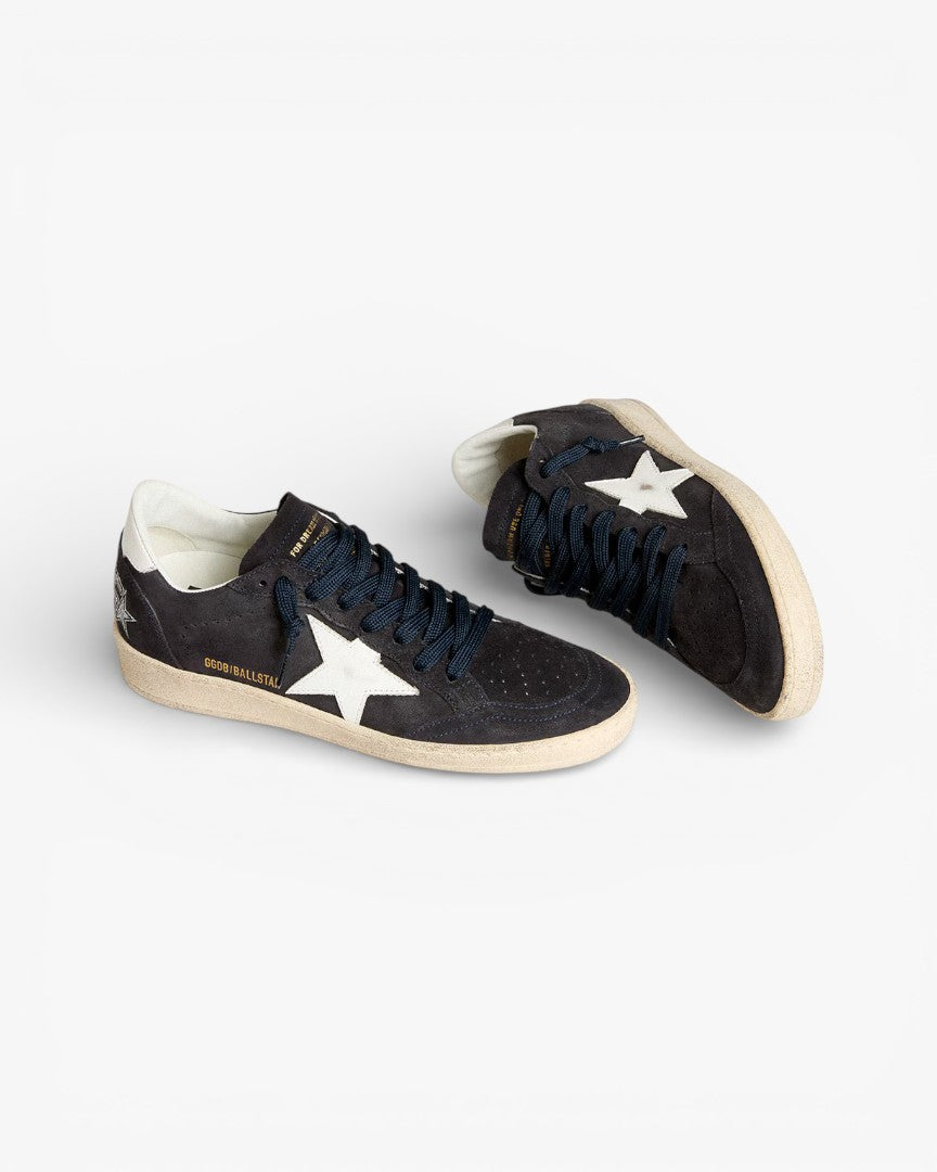 Golden Goose Ball Star Dark Blue Suede Sneakers Leather Star