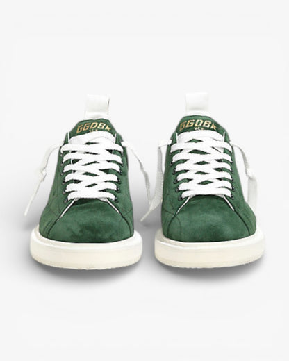 Golden Goose Green Calf Suede Starter Sneakers with White Sole