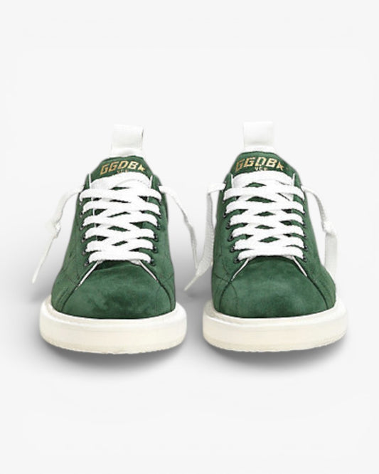 Golden Goose Green Calf Suede Starter Sneakers with White Sole
