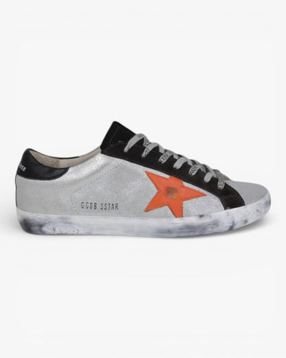 Golden Goose Silver Orange Handcrafted Custom Couple Sneakers