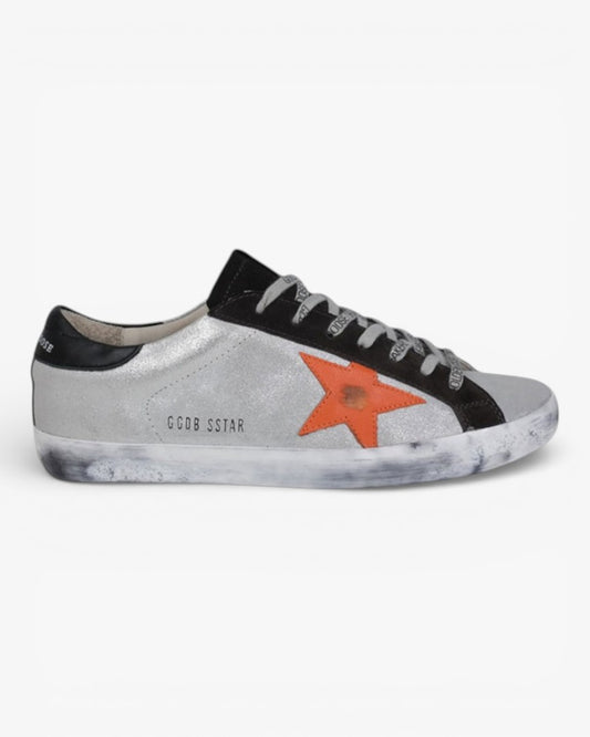 Golden Goose Silver Orange Handcrafted Custom Couple Sneakers
