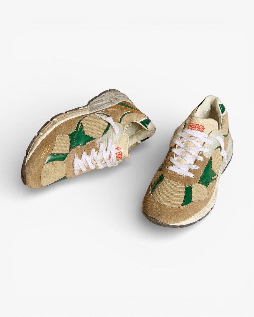 Golden Goose Running Star Beige Green Sneakers