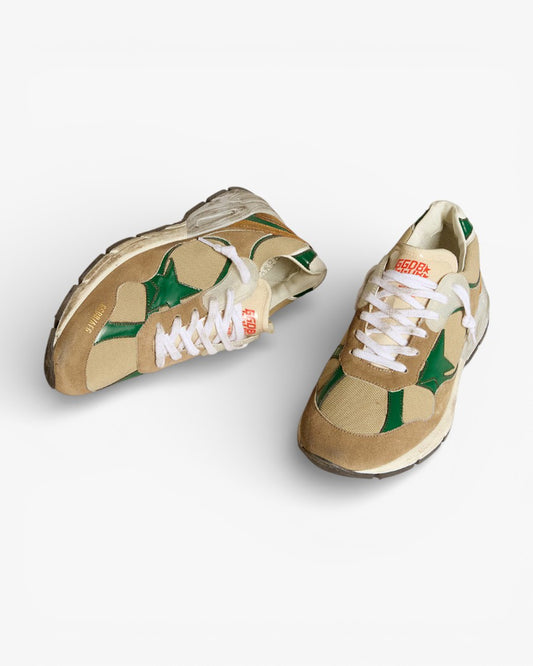 Golden Goose Running Star Beige Green Sneakers