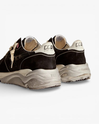 Golden Goose Running Sole Sneakers Black Mesh Suede Upper 3D Star